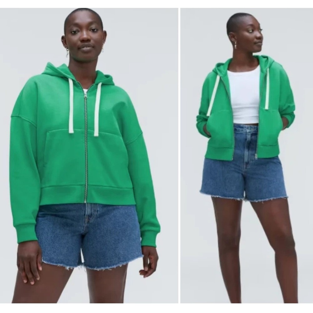 Everlane Track Full-Zip Hoodie Womens Mint Green Organic Cotton Small